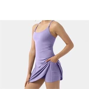 Kyoden Lilac Spaghetti Strap Skort Dress L Midi Lounge Casual Soft Stretchy New‎
